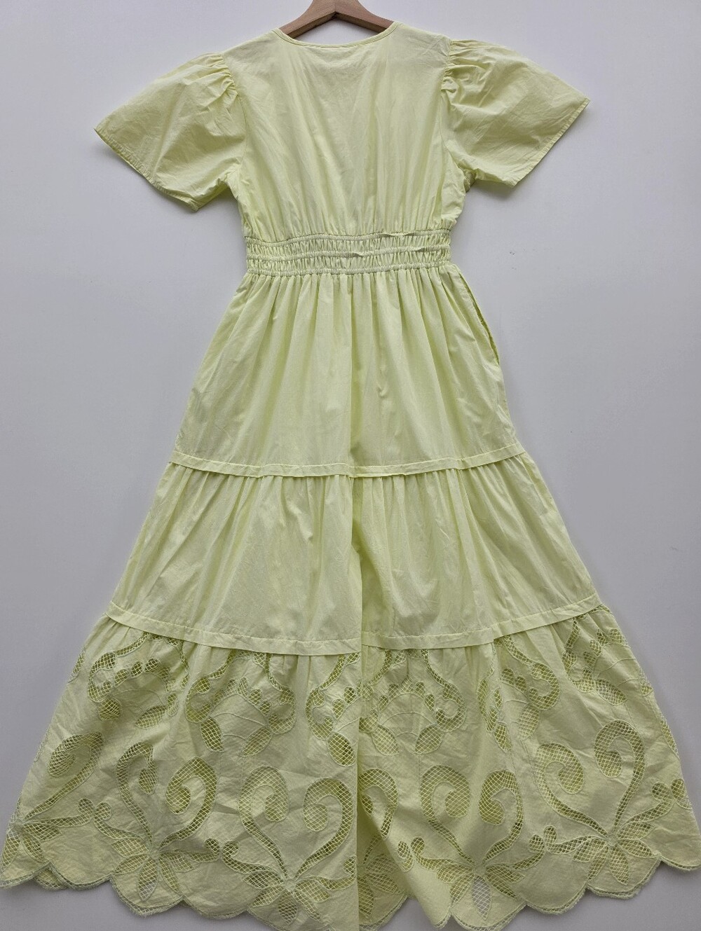 Haute Hippie Style Yellow Short Sleeve Tiered Somerset Maxi Dress - Picture 9 of 10
